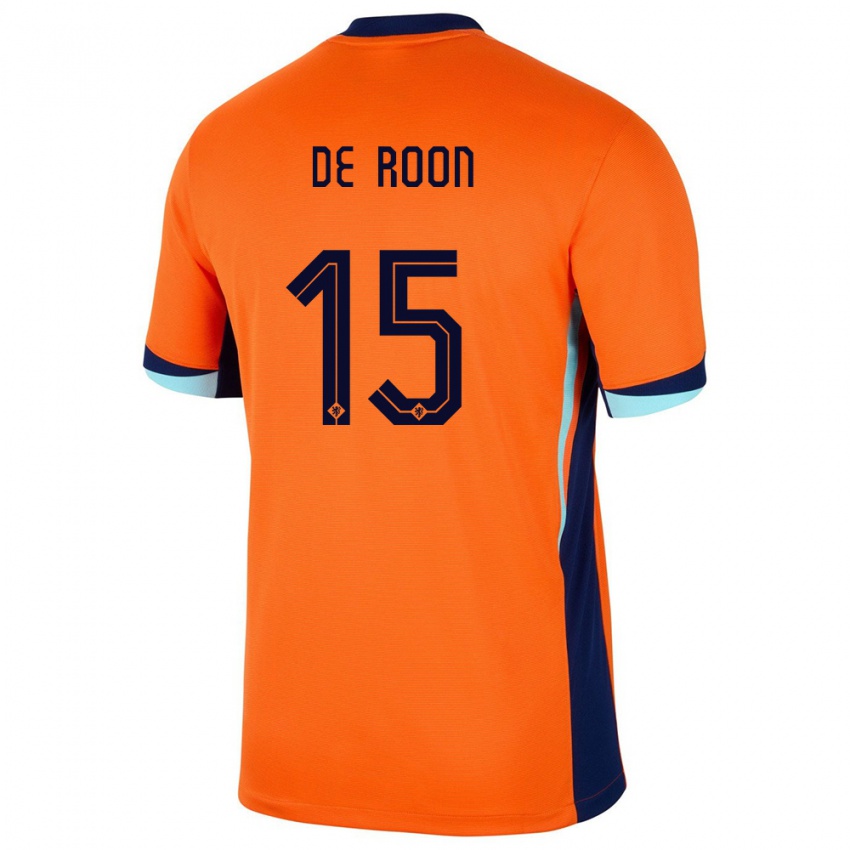 Barn Nederland Marten De Roon #15 Oransje Hjemmetrøye Drakt Trøye 24-26 Skjorter T-Skjorte