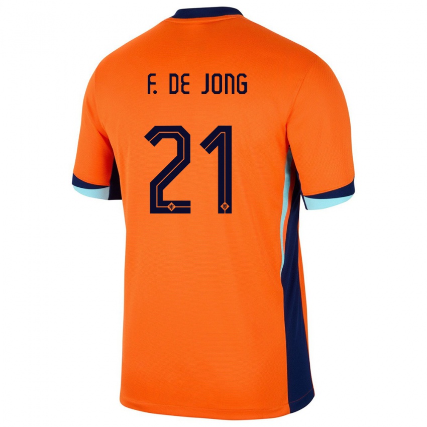 Barn Nederland Frenkie De Jong #21 Oransje Hjemmetrøye Drakt Trøye 24-26 Skjorter T-Skjorte