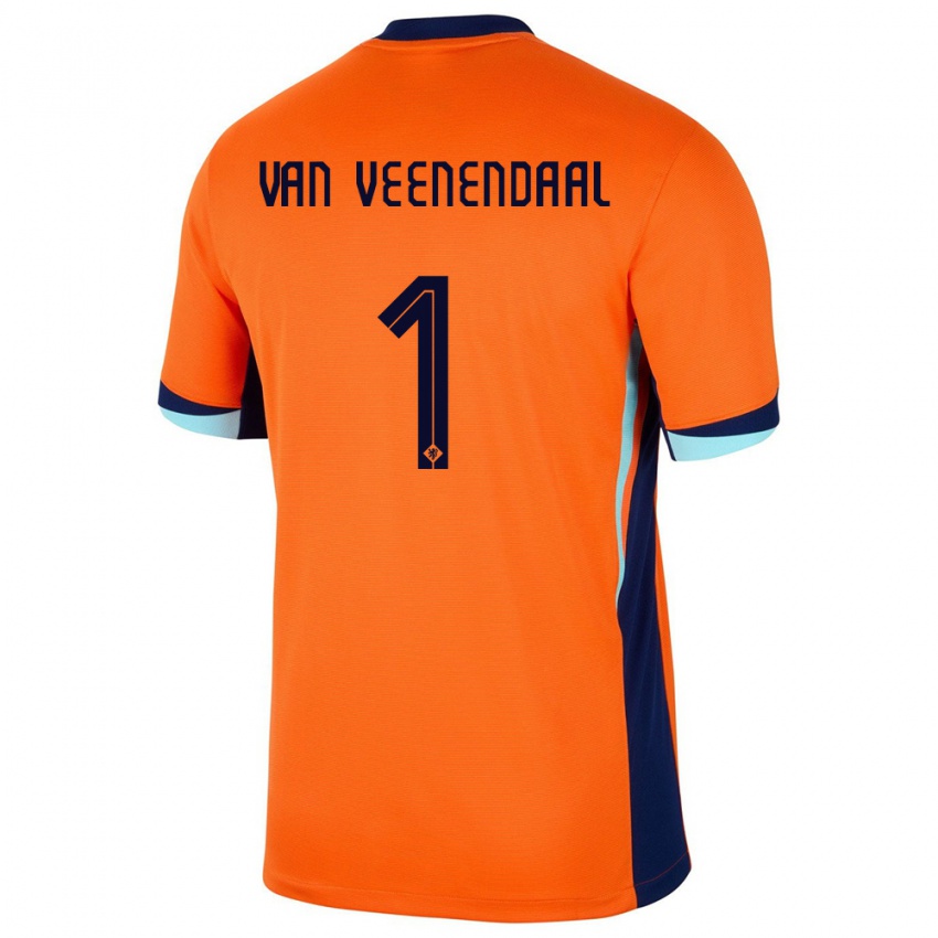Barn Nederland Sari Van Veenendaal #1 Oransje Hjemmetrøye Drakt Trøye 24-26 Skjorter T-Skjorte