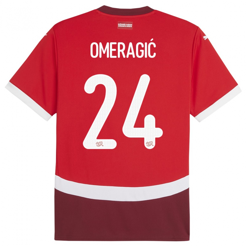 Barn Sveits Becir Omeragic #24 Rød Hjemmetrøye Drakt Trøye 24-26 Skjorter T-Skjorte