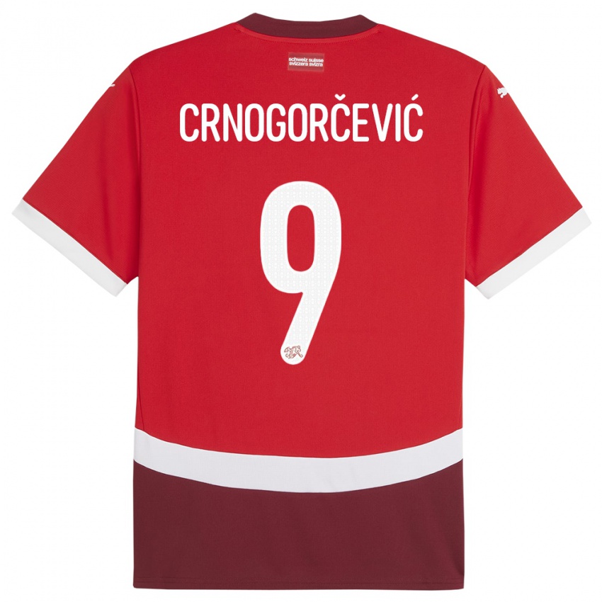 Barn Sveits Ana Maria Crnogorcevic #9 Rød Hjemmetrøye Drakt Trøye 24-26 Skjorter T-Skjorte
