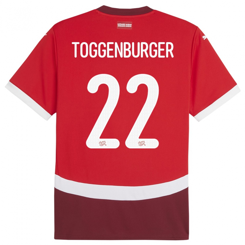 Barn Sveits Nando Toggenburger #22 Rød Hjemmetrøye Drakt Trøye 24-26 Skjorter T-Skjorte