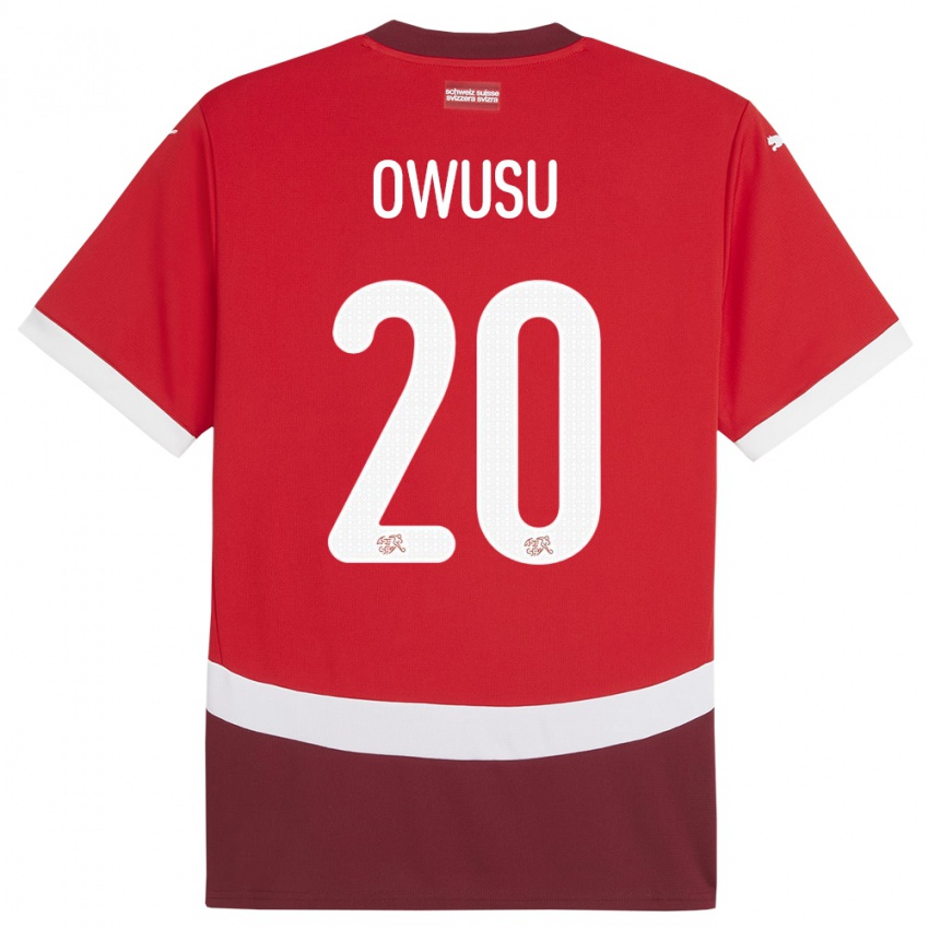 Barn Sveits Tyron Owusu #20 Rød Hjemmetrøye Drakt Trøye 24-26 Skjorter T-Skjorte