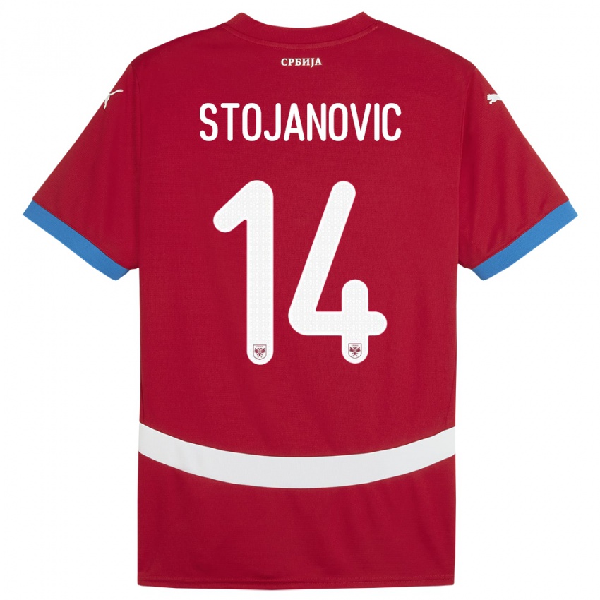 Barn Serbia Matija Stojanovic #14 Rød Hjemmetrøye Drakt Trøye 24-26 Skjorter T-Skjorte