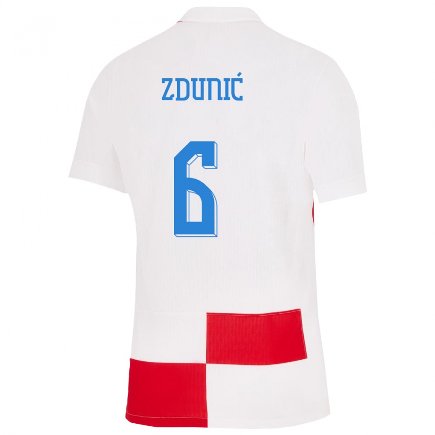 Barn Kroatia Lea Zdunic #6 Hvit Rød Hjemmetrøye Drakt Trøye 24-26 Skjorter T-Skjorte