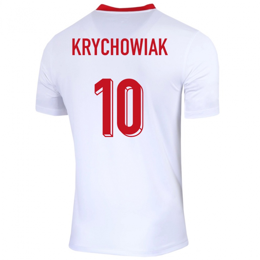Barn Polen Grzegorz Krychowiak #10 Hvit Hjemmetrøye Drakt Trøye 24-26 Skjorter T-Skjorte