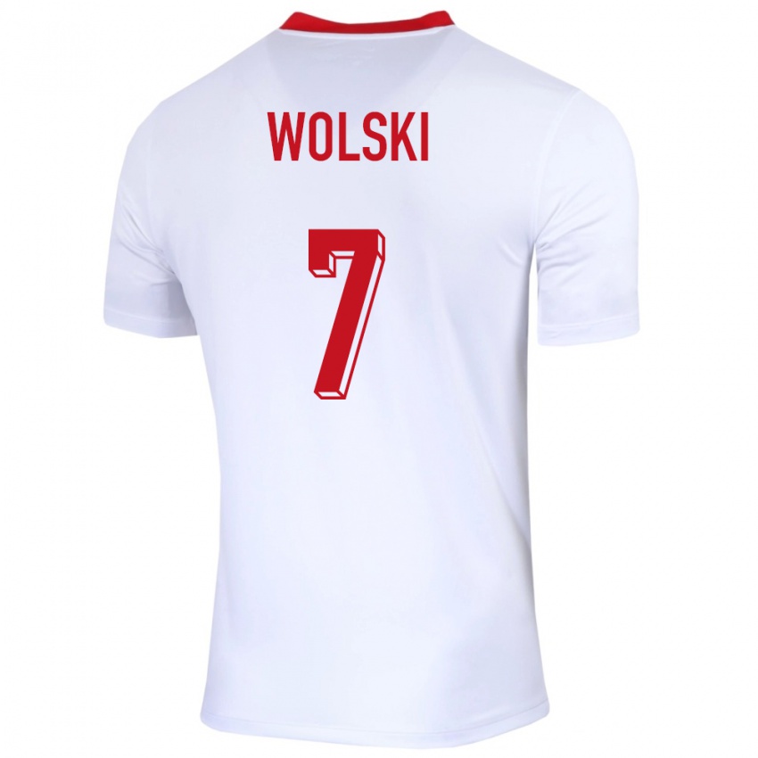 Barn Polen Filip Wolski #7 Hvit Hjemmetrøye Drakt Trøye 24-26 Skjorter T-Skjorte