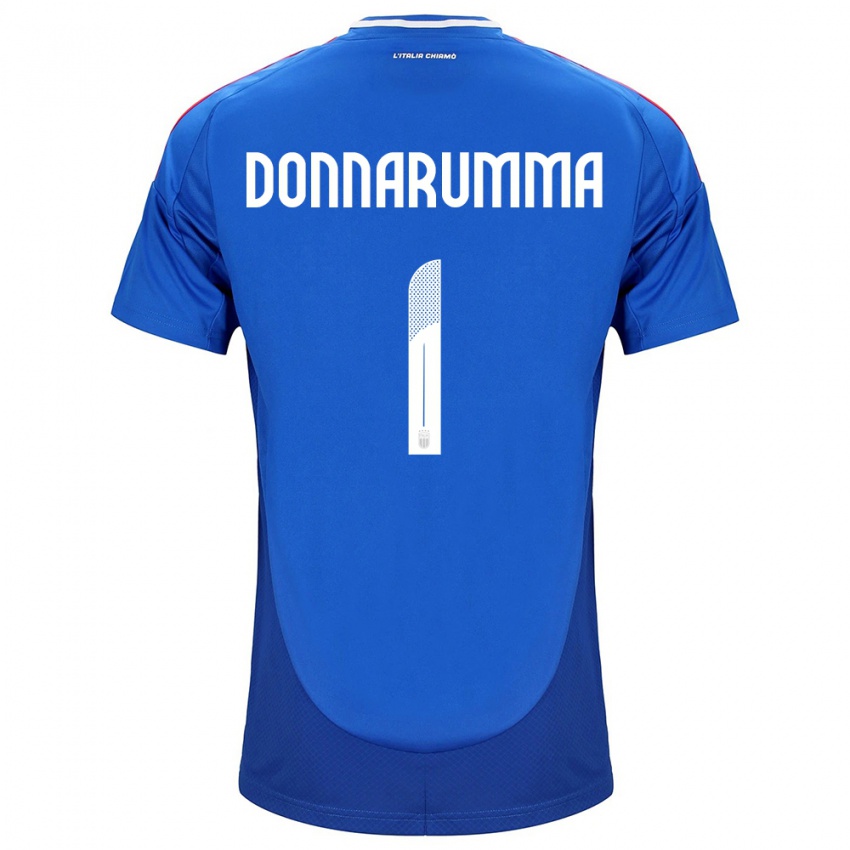 Barn Italia Gianluigi Donnarumma #1 Blå Hjemmetrøye Drakt Trøye 24-26 Skjorter T-Skjorte