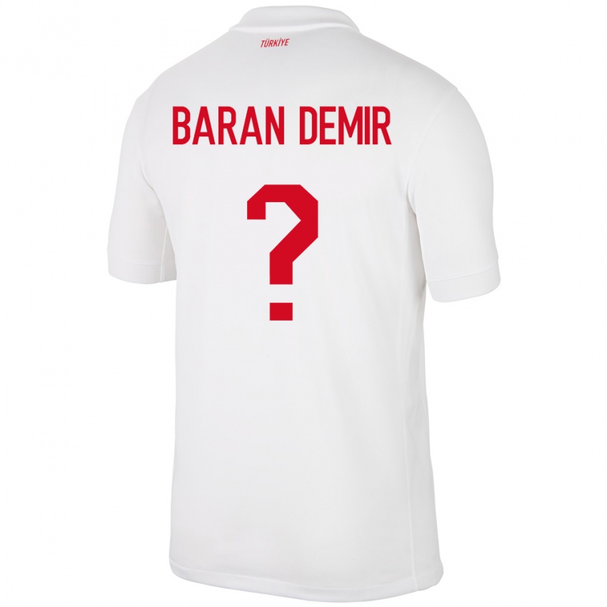 Barn Tyrkia Tuna Baran Demir #0 Hvit Hjemmetrøye Drakt Trøye 24-26 Skjorter T-Skjorte