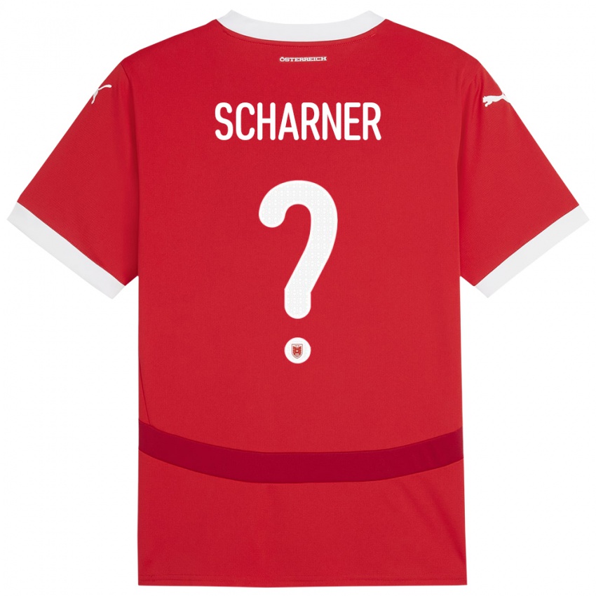 Barn Østerrike Benedict Scharner #0 Rød Hjemmetrøye Drakt Trøye 24-26 Skjorter T-Skjorte
