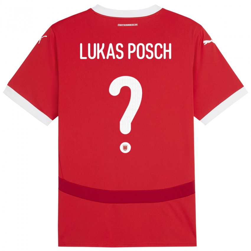 Barn Østerrike Lukas Posch #0 Rød Hjemmetrøye Drakt Trøye 24-26 Skjorter T-Skjorte