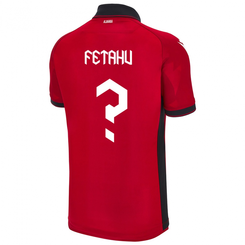 Barn Albania Anteo Fetahu #0 Rød Hjemmetrøye Drakt Trøye 24-26 Skjorter T-Skjorte