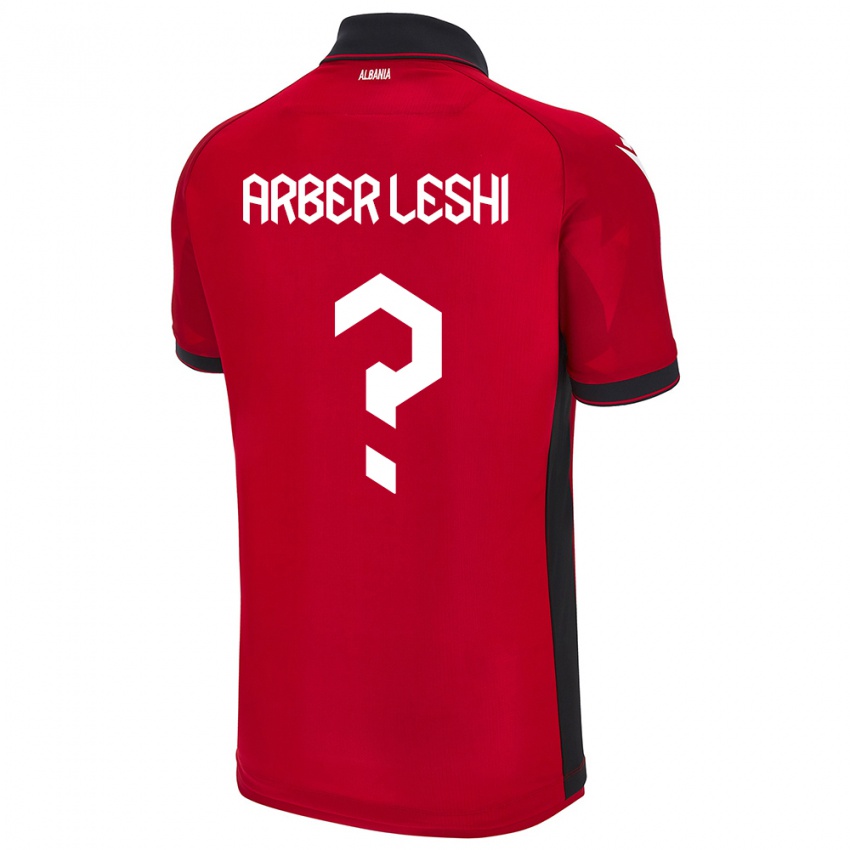Barn Albania Arber Leshi #0 Rød Hjemmetrøye Drakt Trøye 24-26 Skjorter T-Skjorte