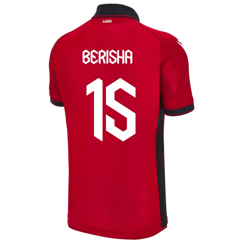 Barn Albania Gresa Berisha #15 Rød Hjemmetrøye Drakt Trøye 24-26 Skjorter T-Skjorte