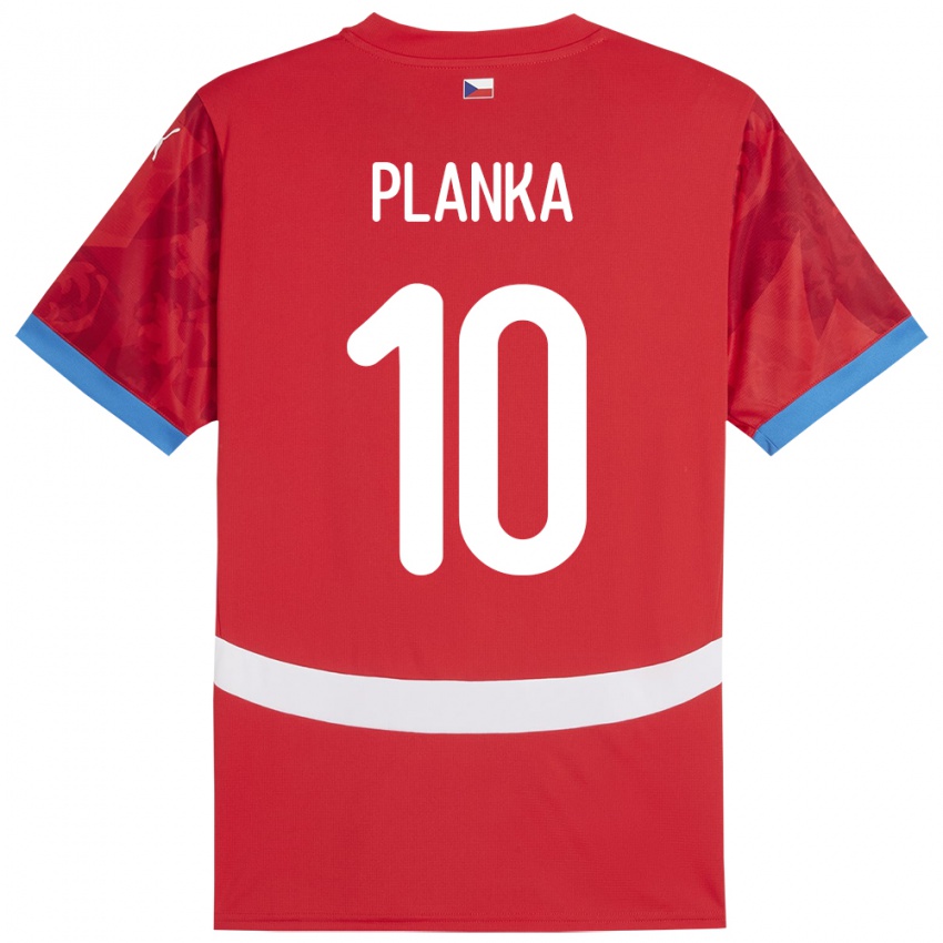 Barn Tsjekkia David Planka #10 Rød Hjemmetrøye Drakt Trøye 24-26 Skjorter T-Skjorte