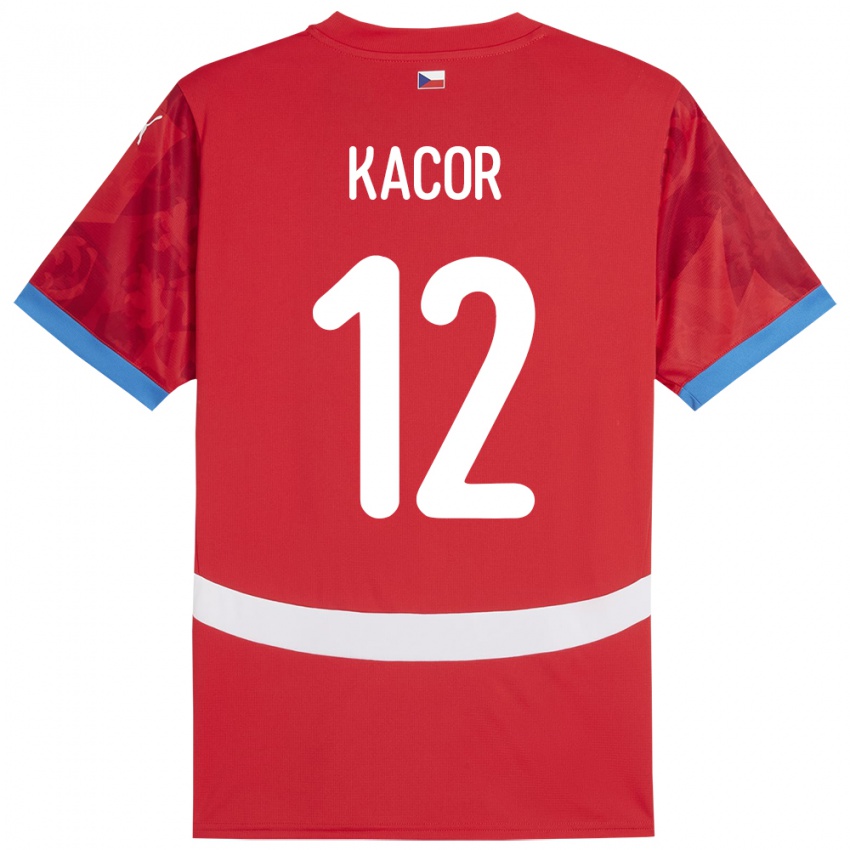 Barn Tsjekkia Pavel Kacor #12 Rød Hjemmetrøye Drakt Trøye 24-26 Skjorter T-Skjorte