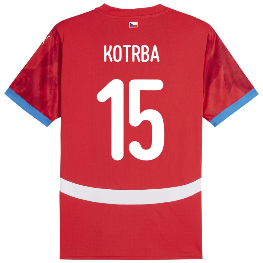 Barn Tsjekkia Damian Kotrba #15 Rød Hjemmetrøye Drakt Trøye 24-26 Skjorter T-Skjorte