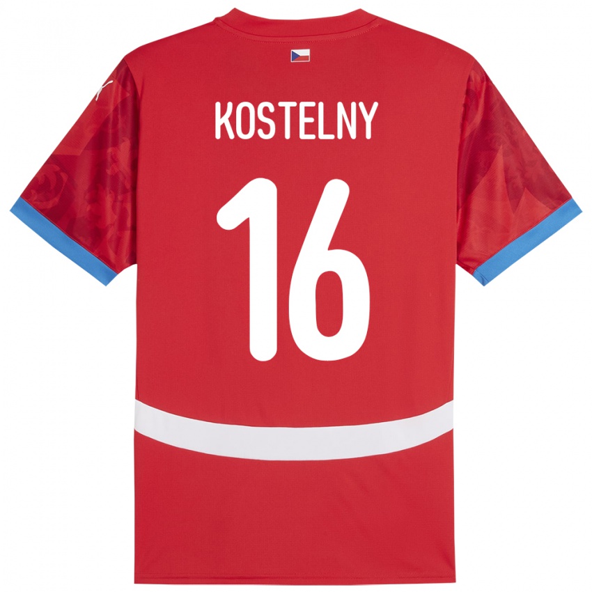 Barn Tsjekkia Krystof Kostelny #16 Rød Hjemmetrøye Drakt Trøye 24-26 Skjorter T-Skjorte