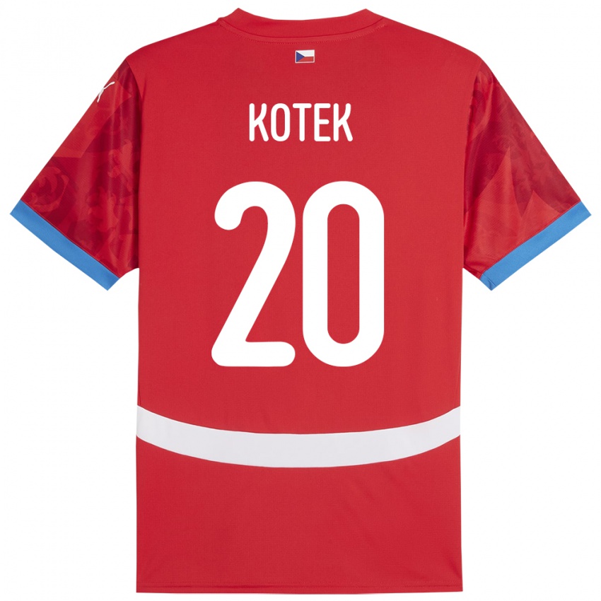 Barn Tsjekkia Tomas Kotek #20 Rød Hjemmetrøye Drakt Trøye 24-26 Skjorter T-Skjorte