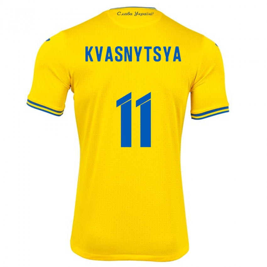 Barn Ukraina Ilya Kvasnytsya #11 Gul Hjemmetrøye Drakt Trøye 24-26 Skjorter T-Skjorte