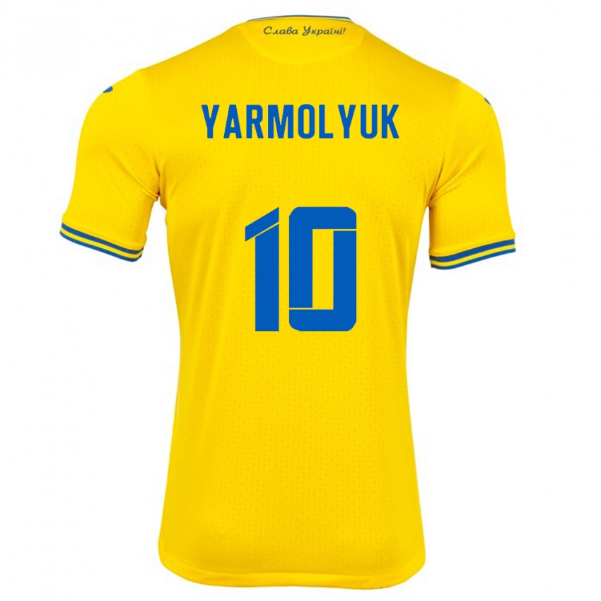 Barn Ukraina Yegor Yarmolyuk #10 Gul Hjemmetrøye Drakt Trøye 24-26 Skjorter T-Skjorte