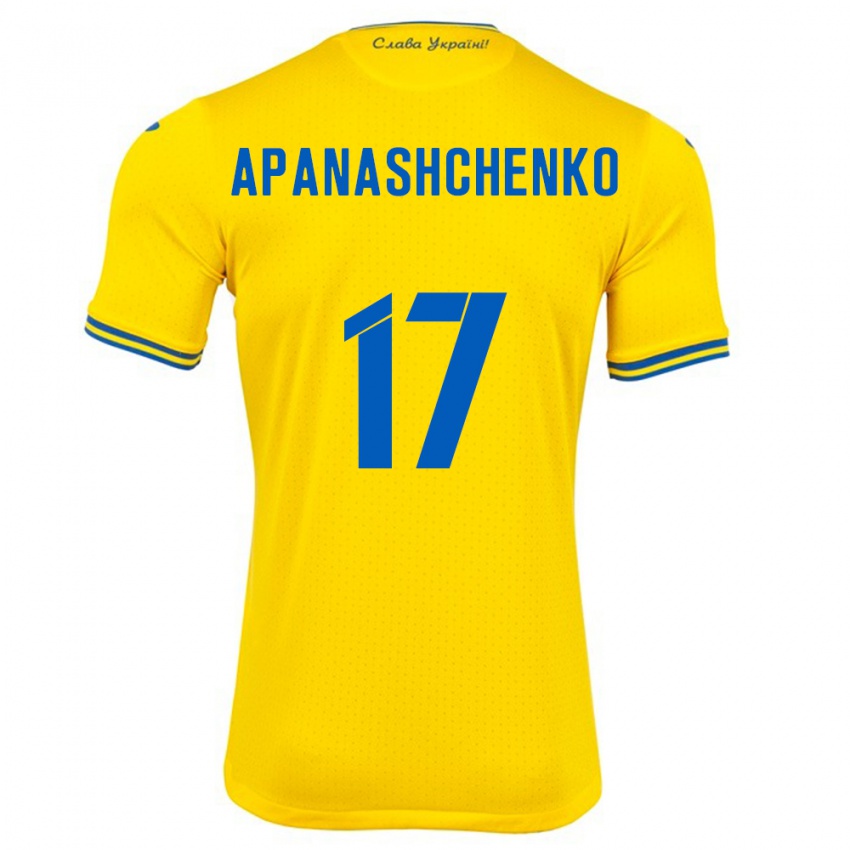 Barn Ukraina Daryna Apanashchenko #17 Gul Hjemmetrøye Drakt Trøye 24-26 Skjorter T-Skjorte