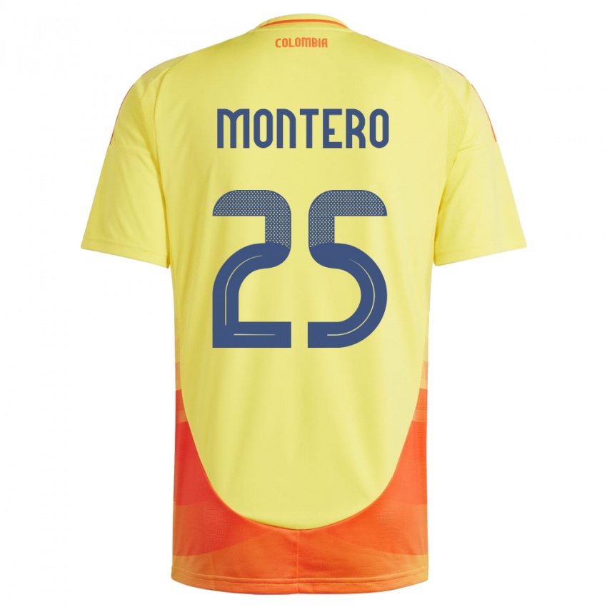 Barn Colombia Álvaro Montero #25 Gul Hjemmetrøye Drakt Trøye 24-26 Skjorter T-Skjorte