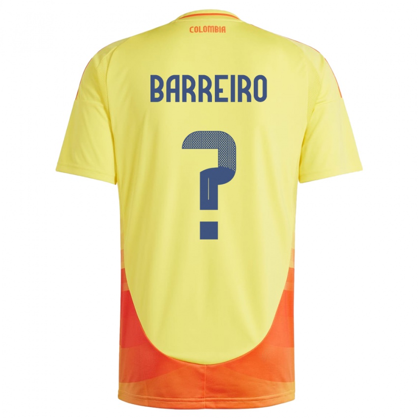 Barn Colombia Jhon Barreiro #0 Gul Hjemmetrøye Drakt Trøye 24-26 Skjorter T-Skjorte