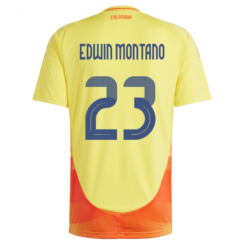 Barn Colombia John Edwin Montaño #23 Gul Hjemmetrøye Drakt Trøye 24-26 Skjorter T-Skjorte