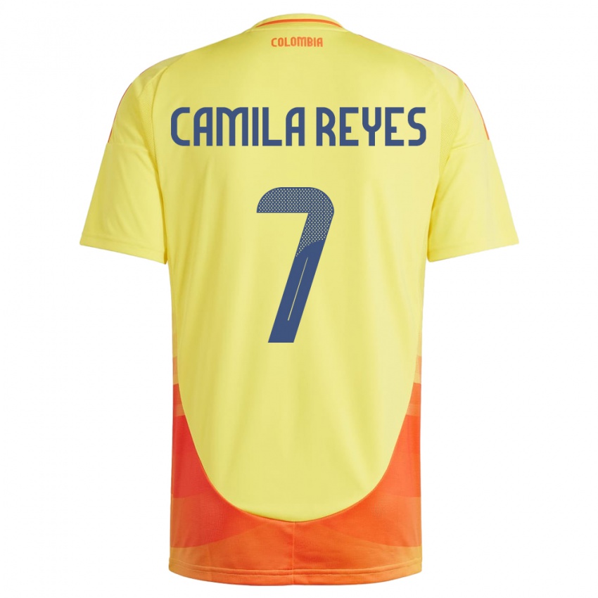 Barn Colombia María Camila Reyes #7 Gul Hjemmetrøye Drakt Trøye 24-26 Skjorter T-Skjorte