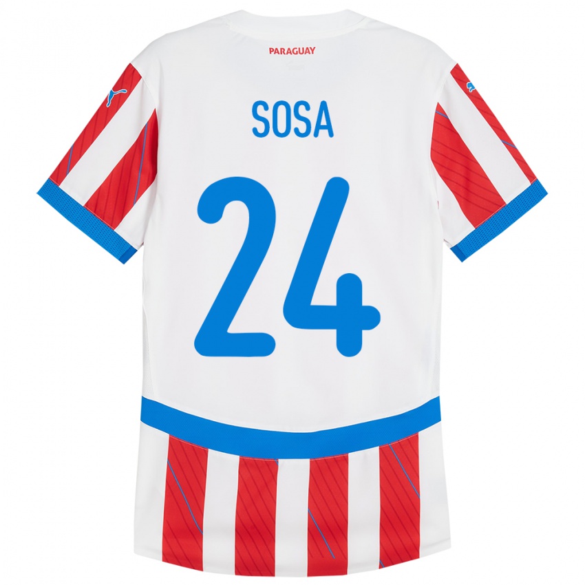 Barn Paraguay Ramón Sosa #24 Hvit Rød Hjemmetrøye Drakt Trøye 24-26 Skjorter T-Skjorte