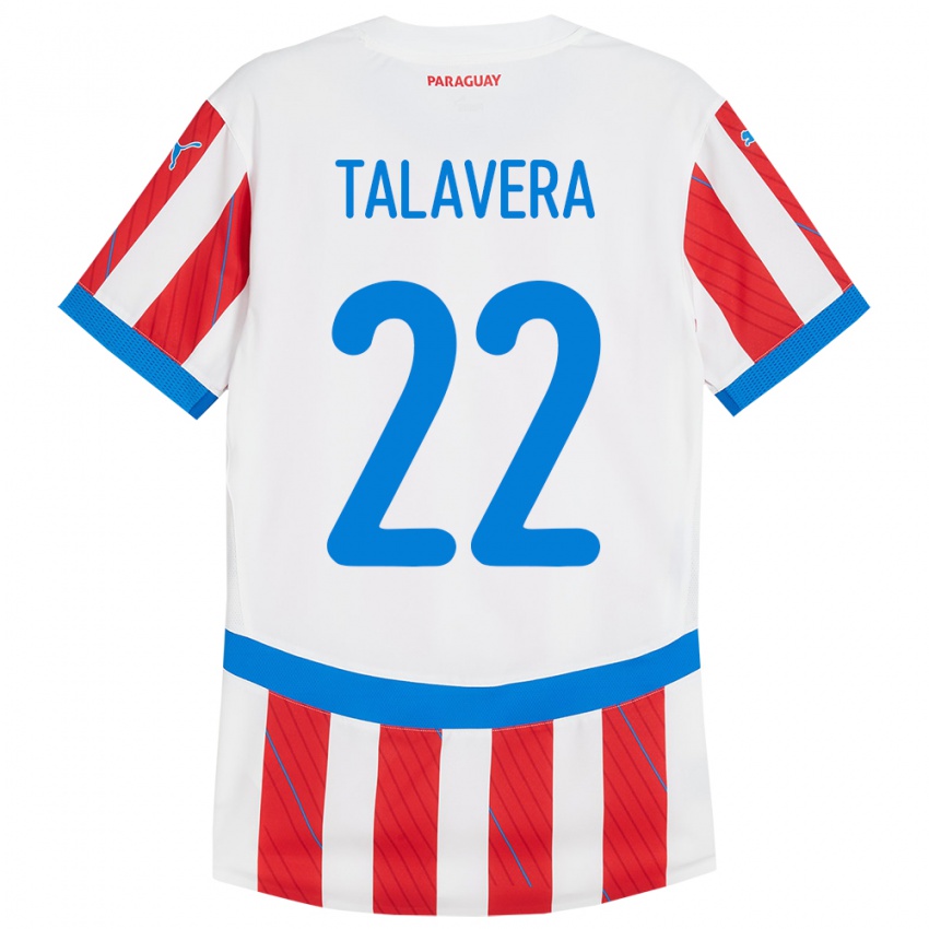 Barn Paraguay Javier Talavera #22 Hvit Rød Hjemmetrøye Drakt Trøye 24-26 Skjorter T-Skjorte