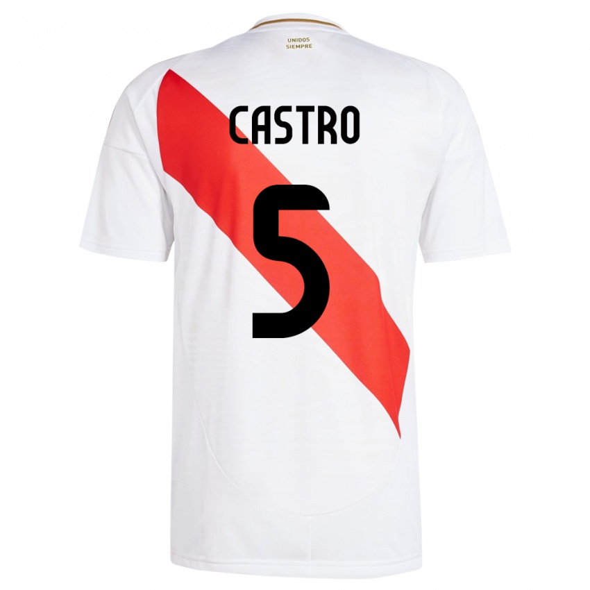 Barn Peru Rosa Castro #5 Hvit Hjemmetrøye Drakt Trøye 24-26 Skjorter T-Skjorte