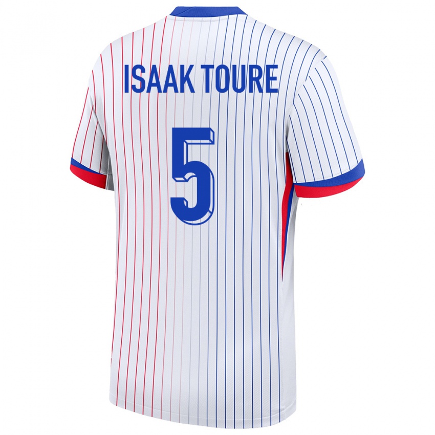 Barn Frankrike Souleymane Isaak Toure #5 Hvit Bortetrøye Drakt Trøye 24-26 Skjorter T-Skjorte