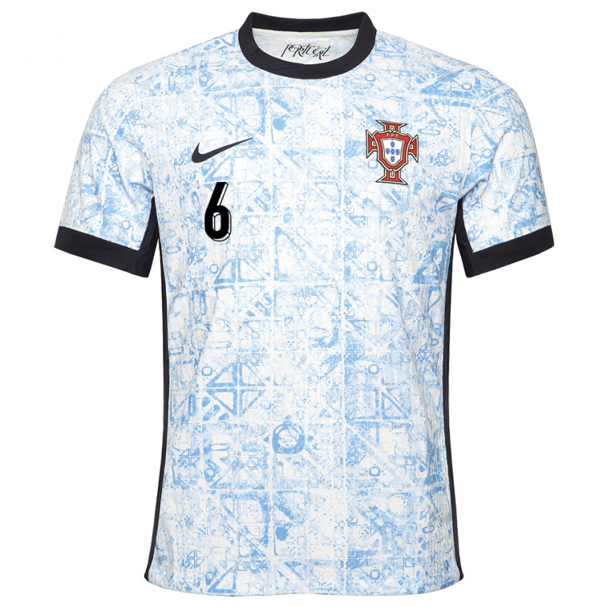 Barn Portugal Joao Palhinha #6 Kremblå Bortetrøye Drakt Trøye 24-26 Skjorter T-Skjorte