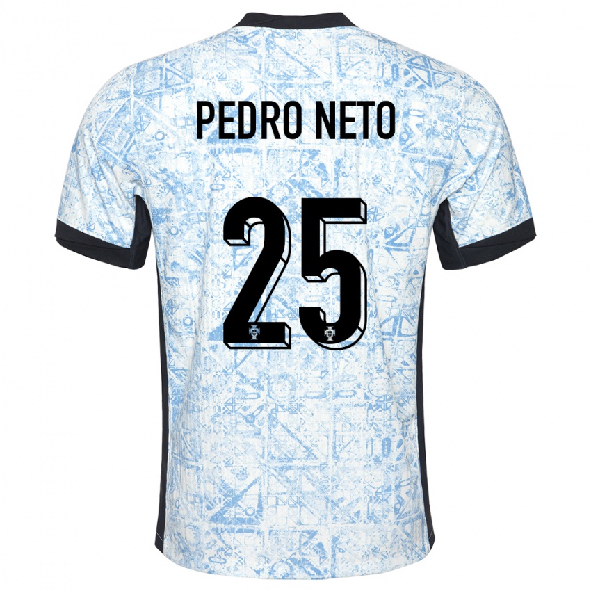 Barn Portugal Pedro Neto #25 Kremblå Bortetrøye Drakt Trøye 24-26 Skjorter T-Skjorte