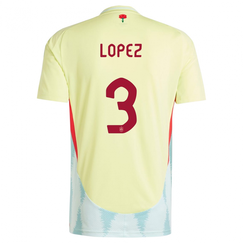 Barn Spania Juan Lopez #3 Gul Bortetrøye Drakt Trøye 24-26 Skjorter T-Skjorte