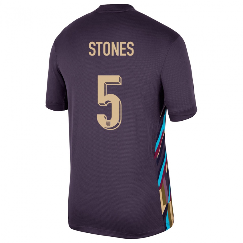 Barn England John Stones #5 Mørk Rosin Bortetrøye Drakt Trøye 24-26 Skjorter T-Skjorte