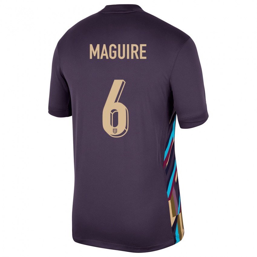 Barn England Harry Maguire #6 Mørk Rosin Bortetrøye Drakt Trøye 24-26 Skjorter T-Skjorte