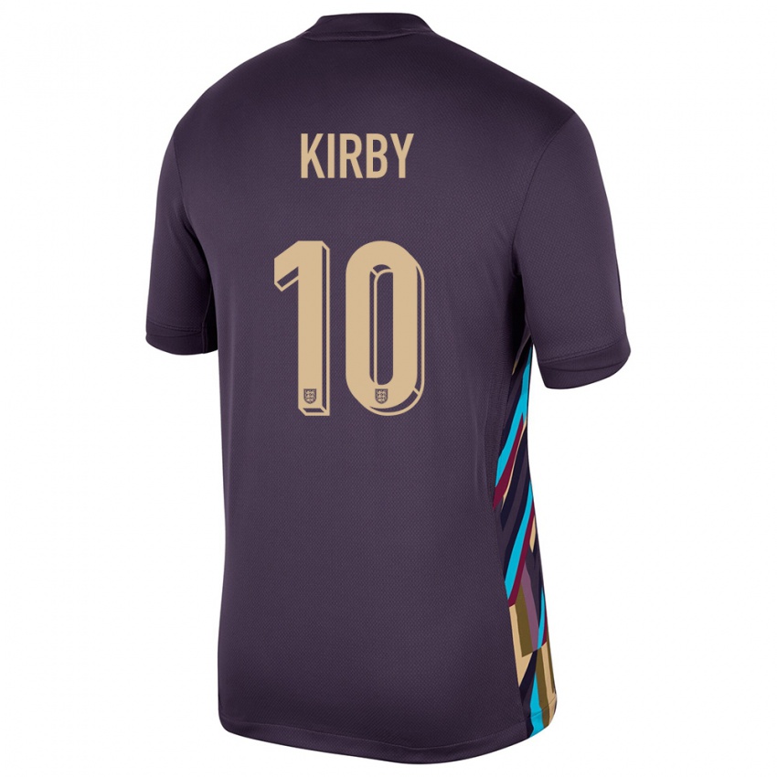 Barn England Fran Kirby #10 Mørk Rosin Bortetrøye Drakt Trøye 24-26 Skjorter T-Skjorte