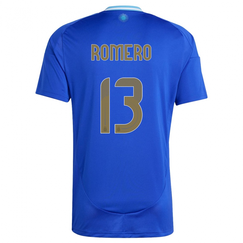 Barn Argentina Cristian Romero #13 Blå Bortetrøye Drakt Trøye 24-26 Skjorter T-Skjorte