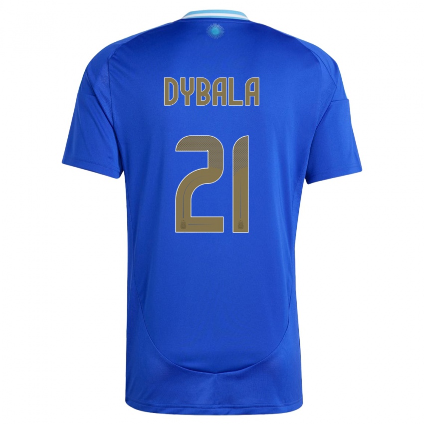 Barn Argentina Paulo Dybala #21 Blå Bortetrøye Drakt Trøye 24-26 Skjorter T-Skjorte