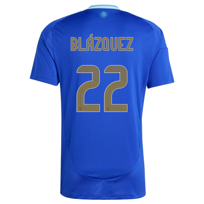 Barn Argentina Joaquin Blazquez #22 Blå Bortetrøye Drakt Trøye 24-26 Skjorter T-Skjorte
