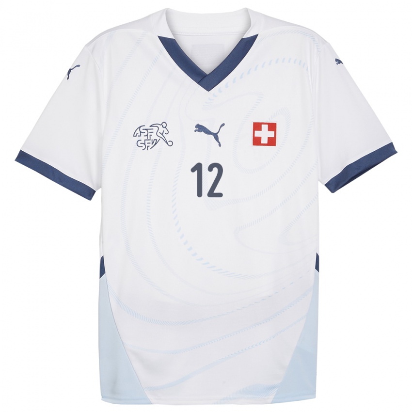 Barn Sveits David Von Ballmoos #12 Hvit Bortetrøye Drakt Trøye 24-26 Skjorter T-Skjorte