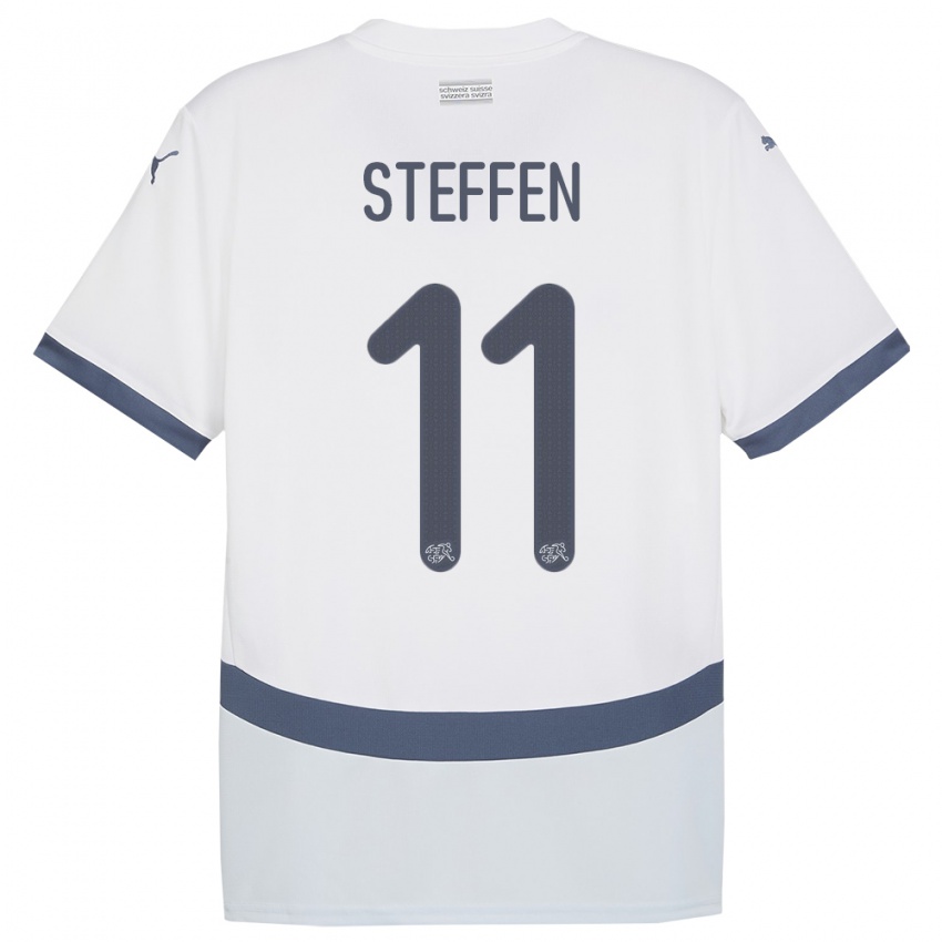 Barn Sveits Renato Steffen #11 Hvit Bortetrøye Drakt Trøye 24-26 Skjorter T-Skjorte