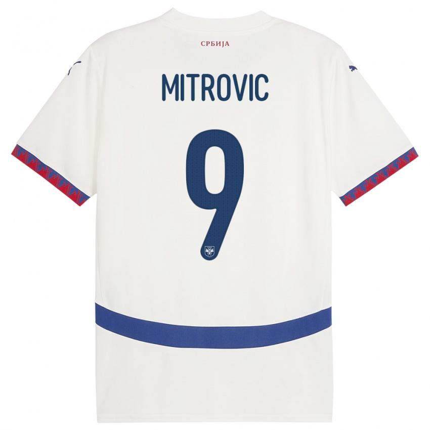 Barn Serbia Aleksandar Mitrovic #9 Hvit Bortetrøye Drakt Trøye 24-26 Skjorter T-Skjorte