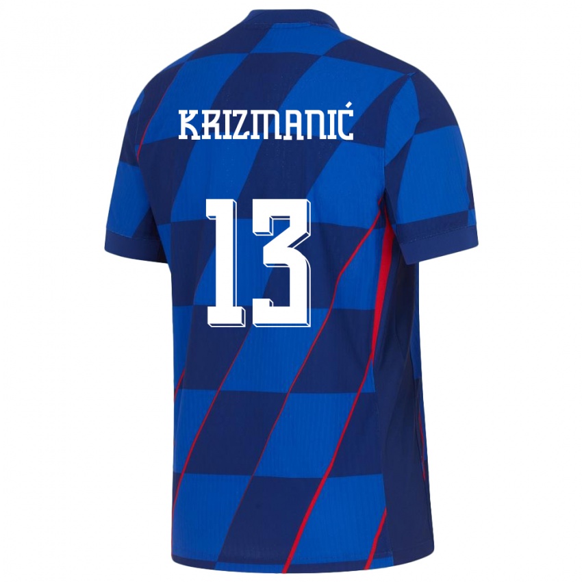 Barn Kroatia Kresimir Krizmanic #13 Blå Bortetrøye Drakt Trøye 24-26 Skjorter T-Skjorte