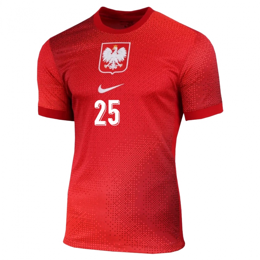 Barn Polen Michal Skoras #25 Rød Bortetrøye Drakt Trøye 24-26 Skjorter T-Skjorte
