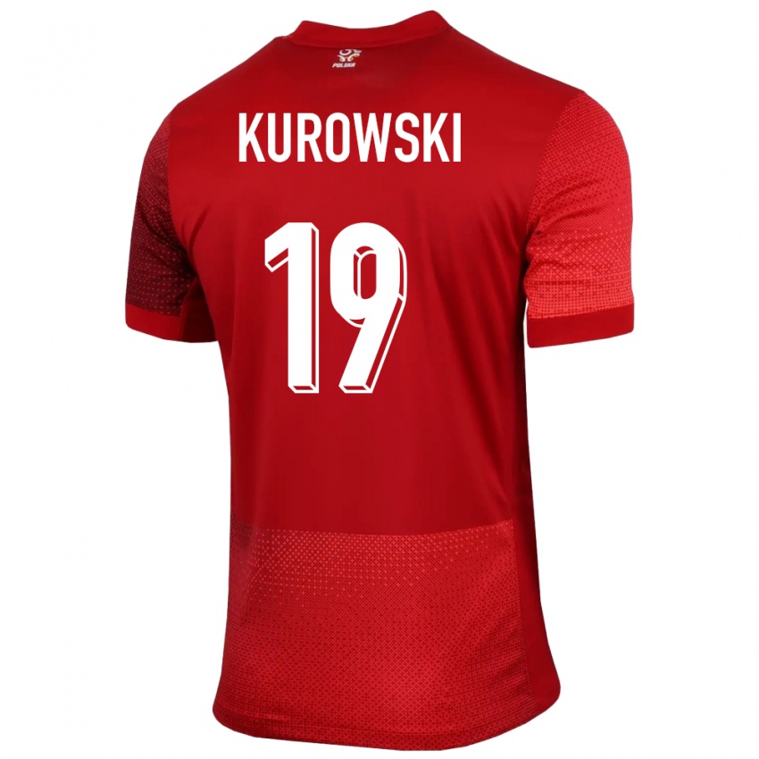 Barn Polen Milosz Kurowski #19 Rød Bortetrøye Drakt Trøye 24-26 Skjorter T-Skjorte