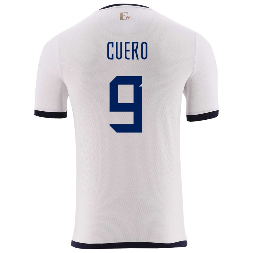 Barn Ecuador Justin Cuero #9 Hvit Bortetrøye Drakt Trøye 24-26 Skjorter T-Skjorte